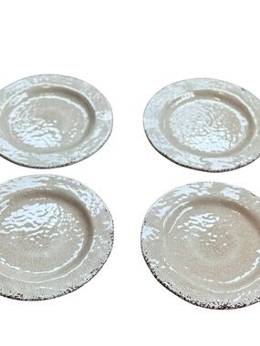 Pier 1 Salad Plates Carmelo Melamine Crackle 9” Set of 4 Cream Brown NEW
